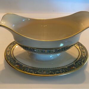 Vintage Lenox Autumn Gravy Boat Attached Underplate